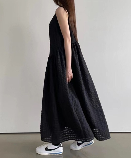 SPIGA（スピーガ）の「ｼｱｻｯｶｰｳｴｽﾄ切替ﾉｰｽﾘｰﾌﾞﾛﾝｸﾞﾜﾝﾋﾟｰｽ（ワンピース・レディース・ブラック/ピンク/ホワイト・FREE）」の4枚目の写真