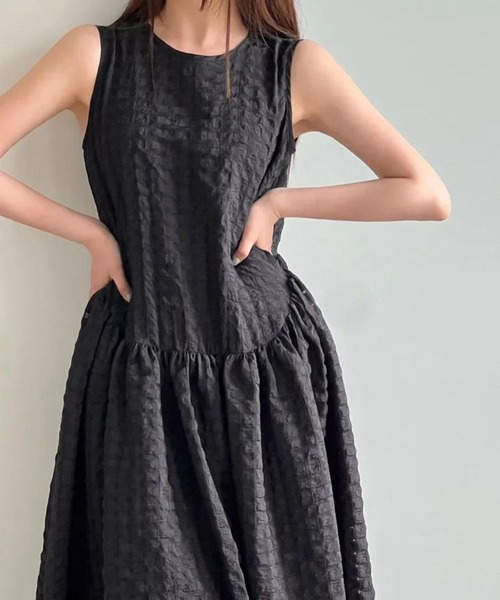 SPIGA（スピーガ）の「ｼｱｻｯｶｰｳｴｽﾄ切替ﾉｰｽﾘｰﾌﾞﾛﾝｸﾞﾜﾝﾋﾟｰｽ（ワンピース・レディース・ブラック/ピンク/ホワイト・FREE）」の5枚目の写真