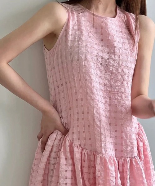 SPIGA（スピーガ）の「ｼｱｻｯｶｰｳｴｽﾄ切替ﾉｰｽﾘｰﾌﾞﾛﾝｸﾞﾜﾝﾋﾟｰｽ（ワンピース・レディース・ブラック/ピンク/ホワイト・FREE）」の8枚目の写真