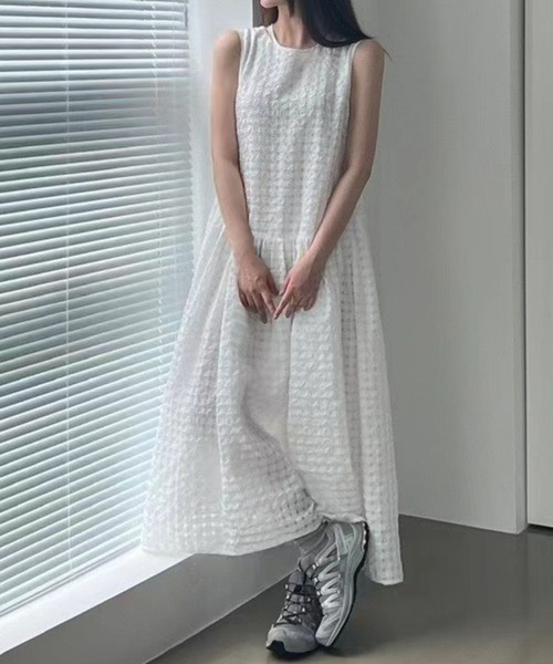 SPIGA（スピーガ）の「ｼｱｻｯｶｰｳｴｽﾄ切替ﾉｰｽﾘｰﾌﾞﾛﾝｸﾞﾜﾝﾋﾟｰｽ（ワンピース・レディース・ブラック/ピンク/ホワイト・FREE）」の10枚目の写真