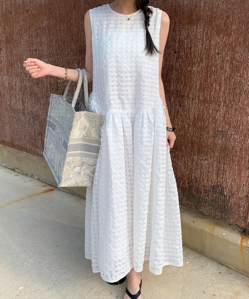 SPIGA（スピーガ）の「ｼｱｻｯｶｰｳｴｽﾄ切替ﾉｰｽﾘｰﾌﾞﾛﾝｸﾞﾜﾝﾋﾟｰｽ（ワンピース・レディース・ブラック/ピンク/ホワイト・FREE）」の13枚目の写真