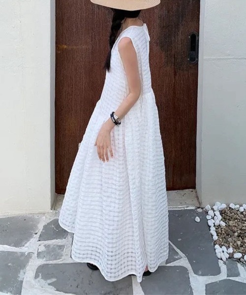 SPIGA（スピーガ）の「ｼｱｻｯｶｰｳｴｽﾄ切替ﾉｰｽﾘｰﾌﾞﾛﾝｸﾞﾜﾝﾋﾟｰｽ（ワンピース・レディース・ブラック/ピンク/ホワイト・FREE）」の16枚目の写真