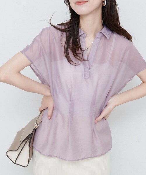natural couture(ナチュラルクチュール)の「【WEB限定】ワッシャーオーガンジースキッパーブラウス(シャツ/ブラウス・レディース・ブラック/パープル/ベージュ/オフホワイト・FREE)」の17枚目の写真