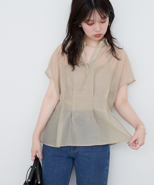 natural couture(ナチュラルクチュール)の「【WEB限定】ワッシャーオーガンジースキッパーブラウス(シャツ/ブラウス・レディース・ブラック/パープル/ベージュ/オフホワイト・FREE)」の13枚目の写真