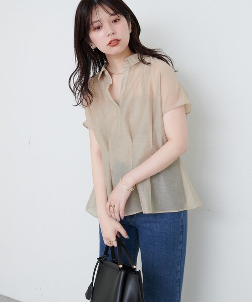 natural couture(ナチュラルクチュール)の「【WEB限定】ワッシャーオーガンジースキッパーブラウス(シャツ/ブラウス・レディース・ブラック/パープル/ベージュ/オフホワイト・FREE)」の15枚目の写真