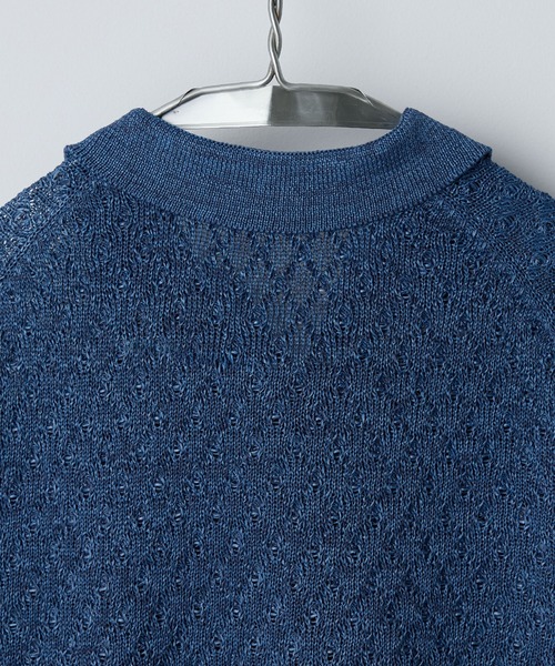 WYM LIDNM(ウィム バイ リドム)の「JACQUARD MESH H/S KNIT POLO(ポロシャツ・メンズ・チャコール/ブルー系/ライトグレー・S/M/L)」の5枚目の写真