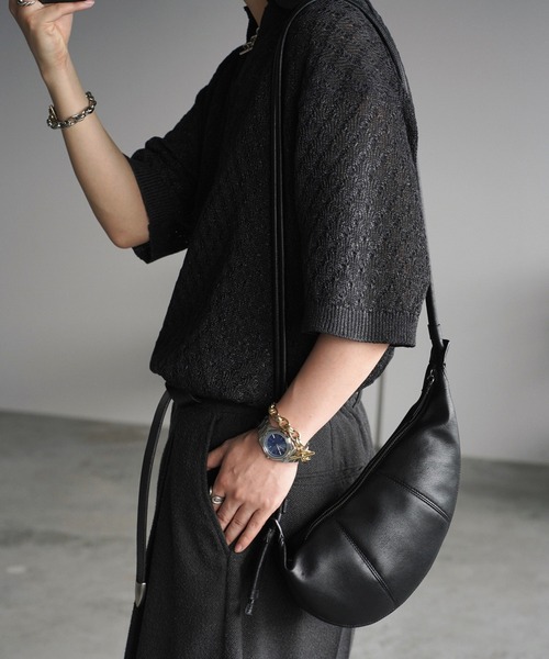 WYM LIDNM(ウィム バイ リドム)の「JACQUARD MESH H/S KNIT POLO(ポロシャツ・メンズ・チャコール/ブルー系/ライトグレー・S/M/L)」の15枚目の写真