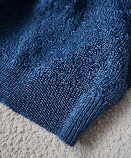 WYM LIDNM(ウィム バイ リドム)の「JACQUARD MESH H/S KNIT POLO(ポロシャツ・メンズ・チャコール/ブルー系/ライトグレー・S/M/L)」の9枚目の写真