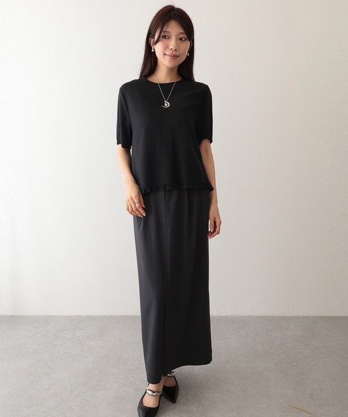 Lace Ladies(レースレディース)の「リネン混 裾フリル クルーネック 半袖 トップス(Tシャツ/カットソー・レディース・アイボリー/ブラック/ベージュ/イエロー・FREE)」の5枚目の写真