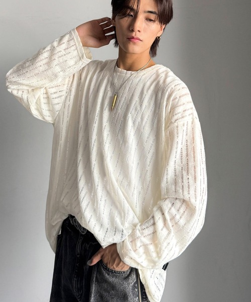 Classical Origin（クラシカルオリジン）の「「魅せシンプル。」グランジモードリラックスシアープルオーバー（長袖）/Grunge Mode Relaxed Pullover（Tシャツ/カットソー・メンズ・ブルー/グレー/アイボリー/ベージュ・LARGE/MEDIUM/SMALL）」の2枚目の写真