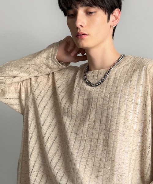 Classical Origin（クラシカルオリジン）の「「魅せシンプル。」グランジモードリラックスシアープルオーバー（長袖）/Grunge Mode Relaxed Pullover（Tシャツ/カットソー・メンズ・ブルー/グレー/アイボリー/ベージュ・LARGE/MEDIUM/SMALL）」の13枚目の写真