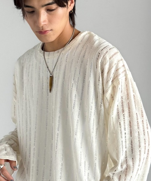 Classical Origin（クラシカルオリジン）の「「魅せシンプル。」グランジモードリラックスシアープルオーバー（長袖）/Grunge Mode Relaxed Pullover（Tシャツ/カットソー・メンズ・ブルー/グレー/アイボリー/ベージュ・LARGE/MEDIUM/SMALL）」の5枚目の写真