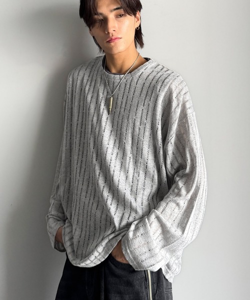 Classical Origin（クラシカルオリジン）の「「魅せシンプル。」グランジモードリラックスシアープルオーバー（長袖）/Grunge Mode Relaxed Pullover（Tシャツ/カットソー・メンズ・ブルー/グレー/アイボリー/ベージュ・LARGE/MEDIUM/SMALL）」の10枚目の写真