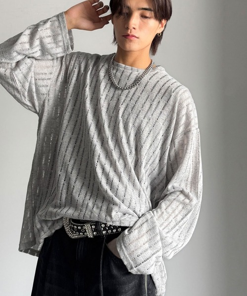 Classical Origin（クラシカルオリジン）の「「魅せシンプル。」グランジモードリラックスシアープルオーバー（長袖）/Grunge Mode Relaxed Pullover（Tシャツ/カットソー・メンズ・ブルー/グレー/アイボリー/ベージュ・LARGE/MEDIUM/SMALL）」の8枚目の写真