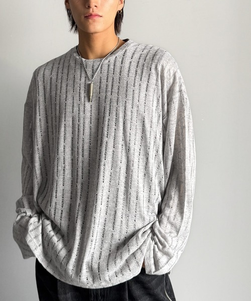 Classical Origin（クラシカルオリジン）の「「魅せシンプル。」グランジモードリラックスシアープルオーバー（長袖）/Grunge Mode Relaxed Pullover（Tシャツ/カットソー・メンズ・ブルー/グレー/アイボリー/ベージュ・LARGE/MEDIUM/SMALL）」の11枚目の写真