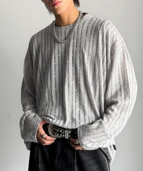 Classical Origin（クラシカルオリジン）の「「魅せシンプル。」グランジモードリラックスシアープルオーバー（長袖）/Grunge Mode Relaxed Pullover（Tシャツ/カットソー・メンズ・ブルー/グレー/アイボリー/ベージュ・LARGE/MEDIUM/SMALL）」の7枚目の写真