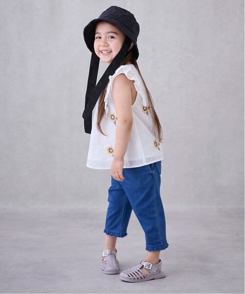 petit main（プティマイン）の「【接触冷感】7分丈タックフリルパンツ（その他パンツ・キッズ・アイボリー/スモークピンク/ブラック/ブルー/モカ・130cm/90cm/120cm/110cm/100cm/80ｃｍ）」の8枚目の写真