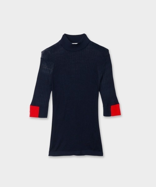 CINOH(チノ)の「SILK BOTTLE NECK TIGHT KNIT(ニット/セーター・レディース・チャコールグレー/ネイビー/ライトグレー・38)」の3枚目の写真
