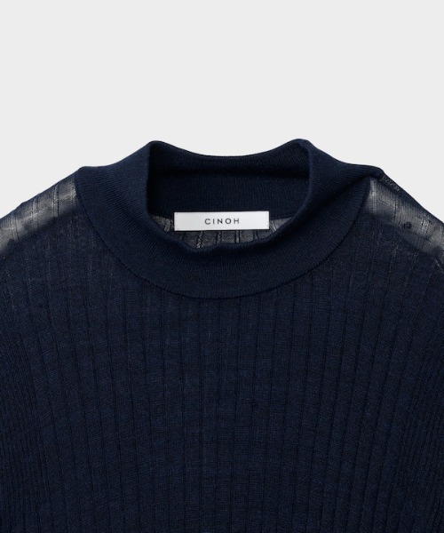 CINOH(チノ)の「SILK BOTTLE NECK TIGHT KNIT(ニット/セーター・レディース・チャコールグレー/ネイビー/ライトグレー・38)」の9枚目の写真