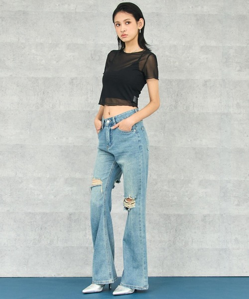 ANAP（アナップ）の「ニーダメージ ヴィンテージ フレアデニム（デニムパンツ・レディース・ブルー・S/M）」の20枚目の写真