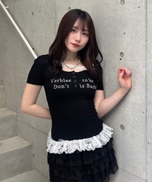 レースフリルロゴTシャツ