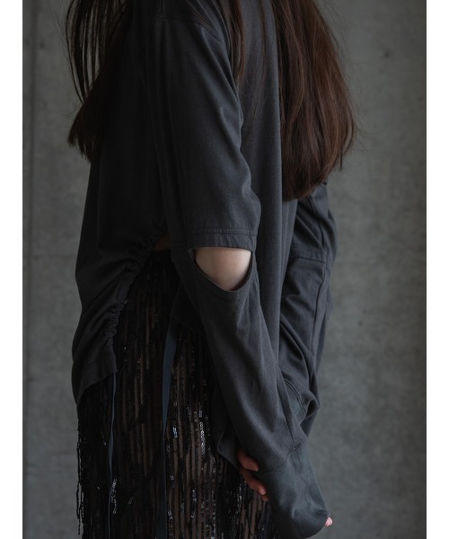 k3&co.（ケイスリーアンドコー）の「Open elbow long sleeve top（Tシャツ/カットソー・レディース・ホワイト/チャコール・ONE SIZE）」の12枚目の写真