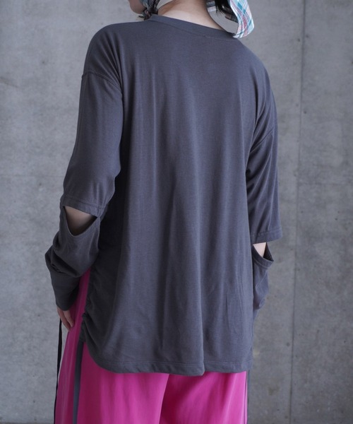k3&co.（ケイスリーアンドコー）の「Open elbow long sleeve top（Tシャツ/カットソー・レディース・ホワイト/チャコール・ONE SIZE）」の20枚目の写真