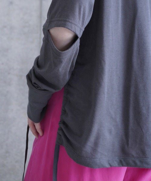 k3&co.（ケイスリーアンドコー）の「Open elbow long sleeve top（Tシャツ/カットソー・レディース・ホワイト/チャコール・ONE SIZE）」の21枚目の写真