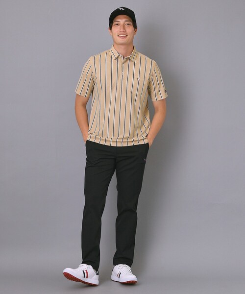 adabat(アダバット)の「【新レーベル ADABAT NAVY】吸水速乾/UVカット ワインシャンブレーストライプポロシャツ(ポロシャツ・メンズ・ネイビー系2/ベージュ系その他5・48/50/46/52)」の4枚目の写真