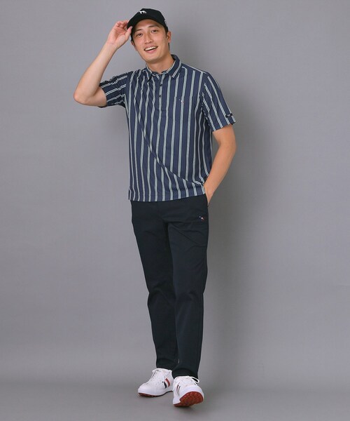 adabat(アダバット)の「【新レーベル ADABAT NAVY】吸水速乾/UVカット ワインシャンブレーストライプポロシャツ(ポロシャツ・メンズ・ネイビー系2/ベージュ系その他5・48/50/46/52)」の12枚目の写真