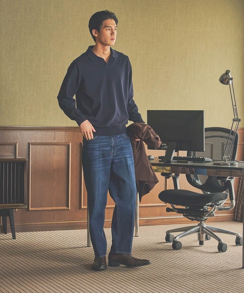 GLOBAL WORK(グローバルワーク)の「スキッパーニット/Salon de GW/571730(ニット/セーター・メンズ・ネイビー/グレイッシュベージュ・MEDIUM/LARGE/X-LARGE)」の18枚目の写真
