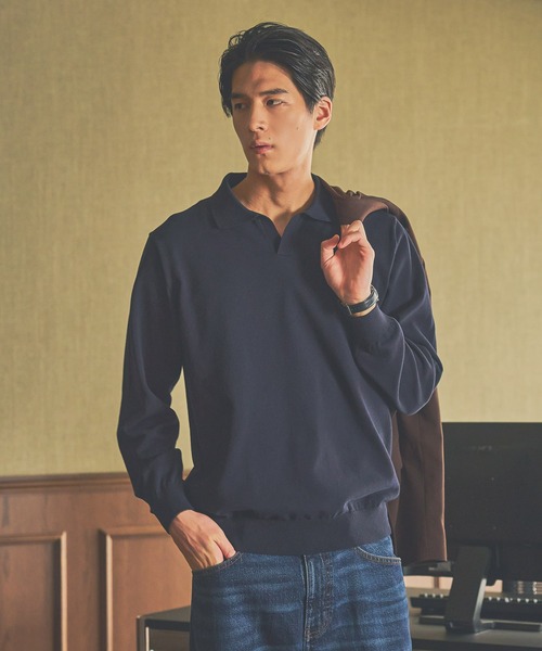 GLOBAL WORK(グローバルワーク)の「スキッパーニット/Salon de GW/571730(ニット/セーター・メンズ・ネイビー/グレイッシュベージュ・MEDIUM/LARGE/X-LARGE)」の22枚目の写真