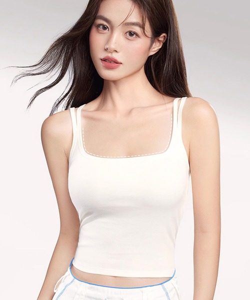 by LEGNA(バイレグナ)の「カップ付きバッククロスタンクトップ(タンクトップ・レディース・グレー/ブラウン/ブラック系/ホワイト系・SMALL/MEDIUM/LARGE)」の8枚目の写真