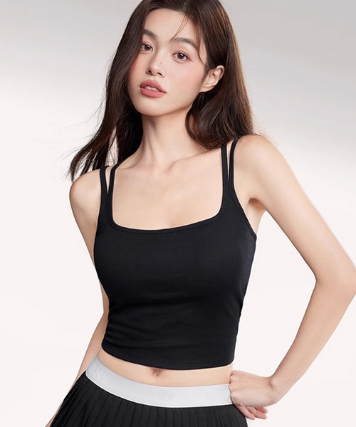 by LEGNA(バイレグナ)の「カップ付きバッククロスタンクトップ(タンクトップ・レディース・グレー/ブラウン/ブラック系/ホワイト系・SMALL/MEDIUM/LARGE)」の7枚目の写真