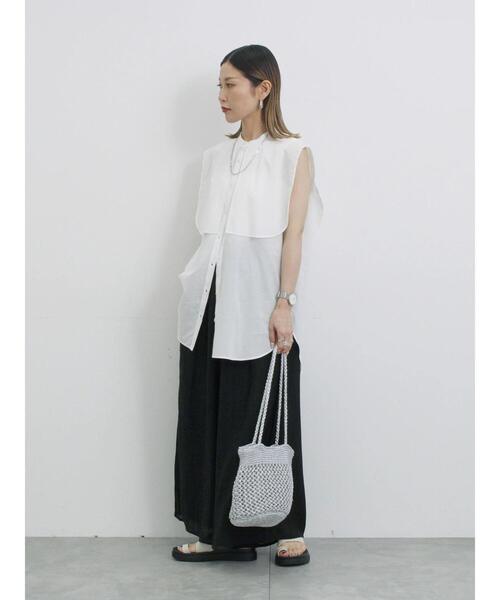 Samansa Mos2 blue（サマンサモスモスブルー）の「楊柳ガウチョパンツ（その他パンツ・レディース・ブラック/ダークオレンジ/ブラウン・F）」の14枚目の写真