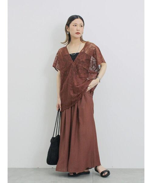 Samansa Mos2 blue（サマンサモスモスブルー）の「楊柳ガウチョパンツ（その他パンツ・レディース・ブラック/ダークオレンジ/ブラウン・F）」の20枚目の写真