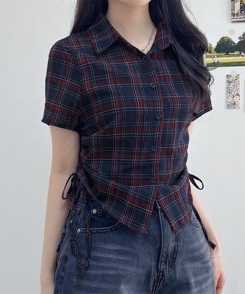 ポ*コ様 yori タータンチェックシアーシャツ yori(ヨリ) 2025SS タータンチェックシアー半袖シャツ YR21