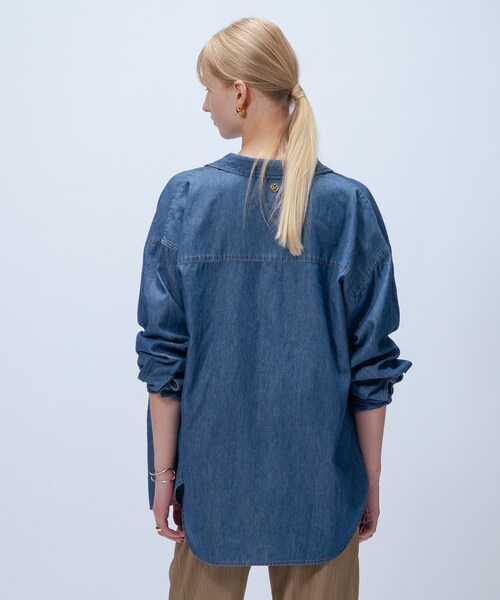 cloenc（クロエンス）の「【マシンウォッシュ】ライトウェイトデニムシャツ（シャツ/ブラウス・レディース・ネイビー/ブルー・02）」の6枚目の写真
