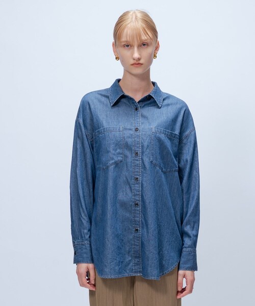 cloenc（クロエンス）の「【マシンウォッシュ】ライトウェイトデニムシャツ（シャツ/ブラウス・レディース・ネイビー/ブルー・02）」の8枚目の写真