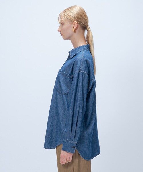 cloenc（クロエンス）の「【マシンウォッシュ】ライトウェイトデニムシャツ（シャツ/ブラウス・レディース・ネイビー/ブルー・02）」の9枚目の写真