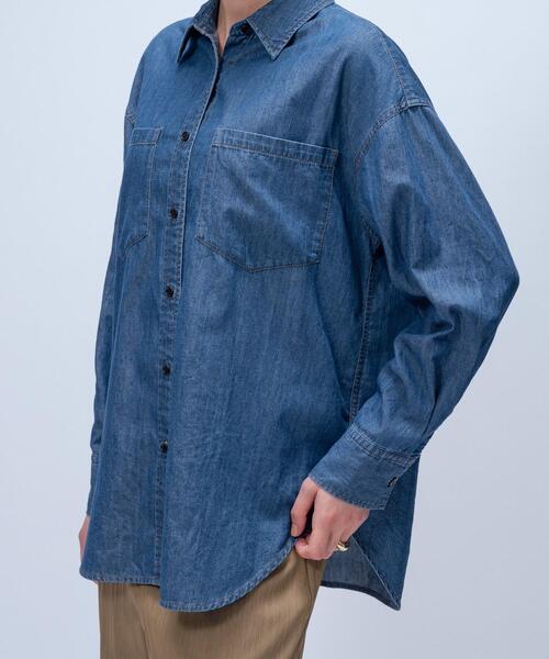 cloenc（クロエンス）の「【マシンウォッシュ】ライトウェイトデニムシャツ（シャツ/ブラウス・レディース・ネイビー/ブルー・02）」の11枚目の写真
