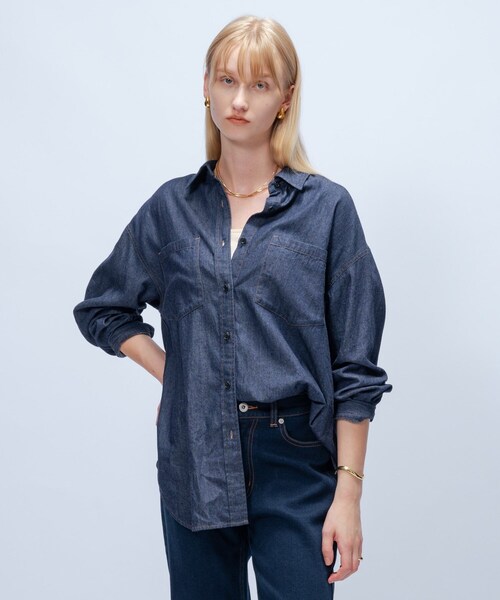 cloenc（クロエンス）の「【マシンウォッシュ】ライトウェイトデニムシャツ（シャツ/ブラウス・レディース・ネイビー/ブルー・02）」の16枚目の写真