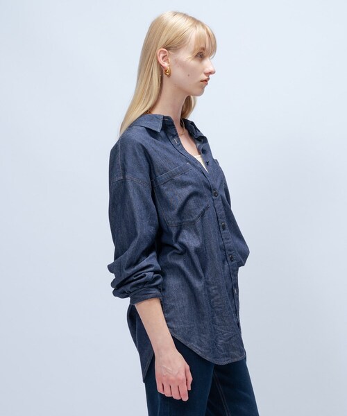 cloenc（クロエンス）の「【マシンウォッシュ】ライトウェイトデニムシャツ（シャツ/ブラウス・レディース・ネイビー/ブルー・02）」の19枚目の写真