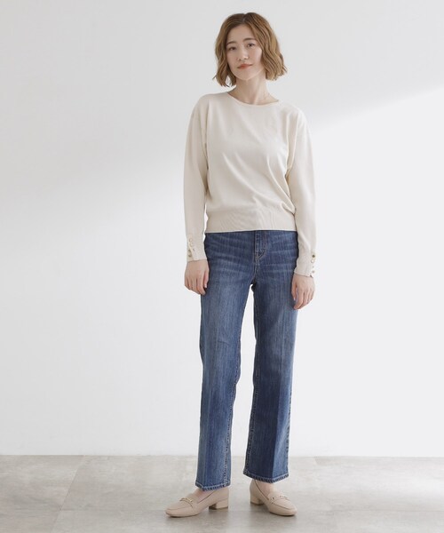 grove（グローブ）の「【美シルエット/選べる着丈】大人のためのソフトフレアーデニム（デニムパンツ・レディース・ネイビー/ブルー系その他/ブルー・03/02/00/01/04/05/22/23/21）」の19枚目の写真