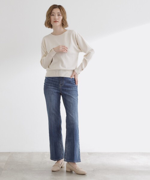 grove（グローブ）の「【美シルエット/選べる着丈】大人のためのソフトフレアーデニム（デニムパンツ・レディース・ネイビー/ブルー系その他/ブルー・03/02/00/01/04/05/22/23/21）」の18枚目の写真