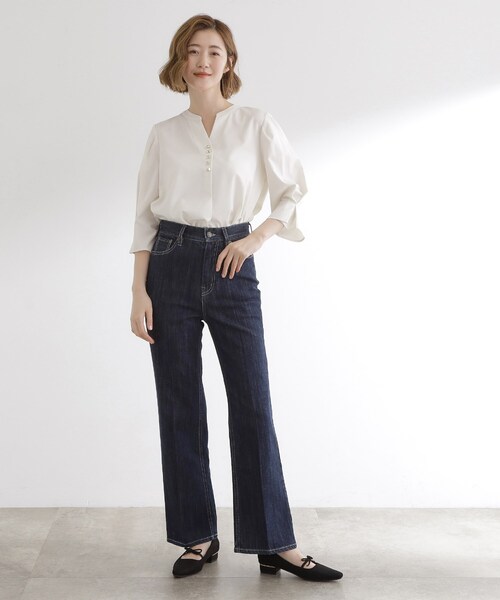 grove（グローブ）の「【美シルエット/選べる着丈】大人のためのソフトフレアーデニム（デニムパンツ・レディース・ネイビー/ブルー系その他/ブルー・03/02/00/01/04/05/22/23/21）」の15枚目の写真