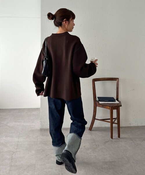 DISCOAT（ディスコート）の「【ユニセックス】衿付きWジップカーディガン（カーディガン/ボレロ・レディース・グレー/ブラック/ブラウン・FREE）」の4枚目の写真