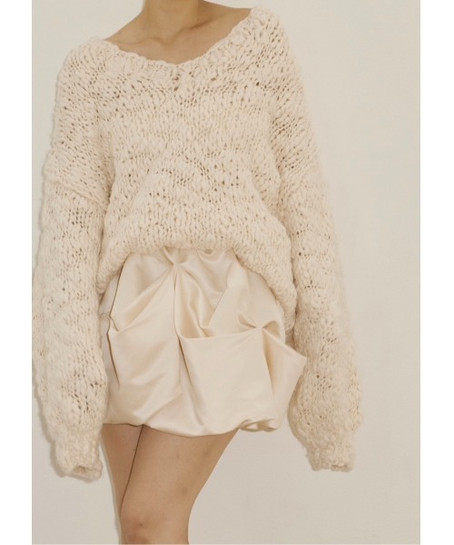 NOTREemor(ノートルエモア)の「drape mini skirt(スカート・レディース・ブラック/アイボリー・FREE)」の1枚目の写真