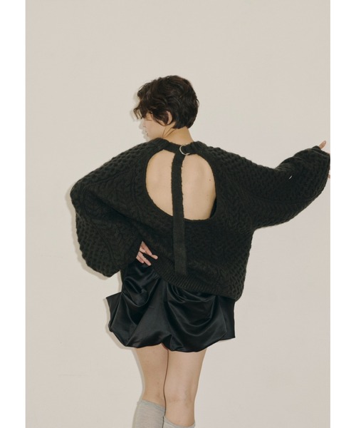 NOTREemor(ノートルエモア)の「drape mini skirt(スカート・レディース・ブラック/アイボリー・FREE)」の7枚目の写真