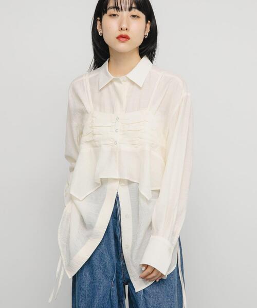 KBF（ケイビーエフ）の「ビスチェSETドロストシャツ（シャツ/ブラウス・レディース・オフホワイト/ピンク/ベージュ系その他・ONE）」の5枚目の写真